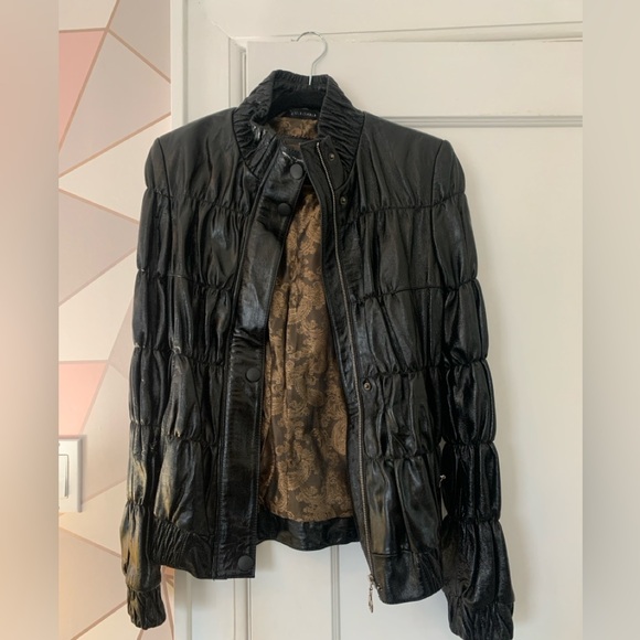 Vintage Liquid Leather Jacket Rock Industrial Goth Witchy 90’s Women’s Small - Picture 1 of 14